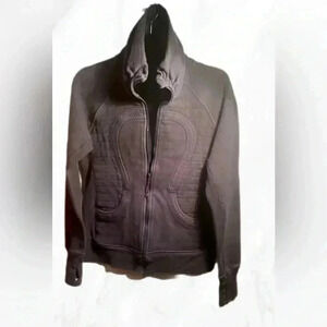 Lululemon casual navy blue scuba  yoga suede feel long sleeve scuba hoodie 8